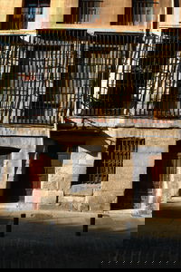 Plaza Mayor, or parts around the outside of it, used to be jail cells. I'm not sure which buildings are jail cells, but I'd like to think this one is. - Uploaded with a demo version of <a href="http://connectedflow.com/flickrexport">FlickrExport 2</a>.