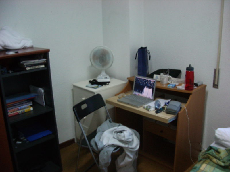 Inside my (cramped) room. Picture of my spacious desk.