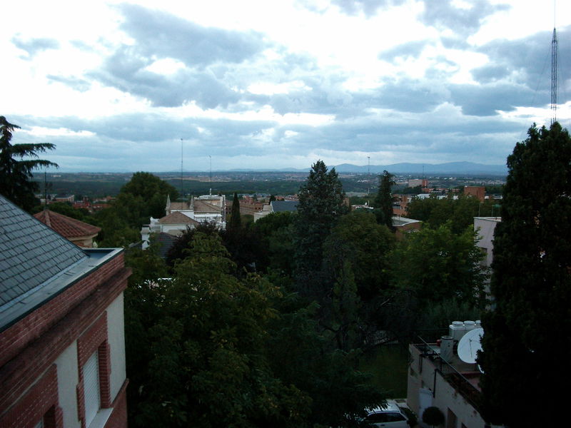 View from library door. Number 34 building.