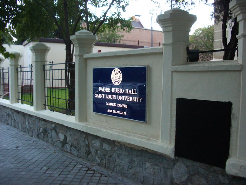 Outside of Padre Rubio Hall, where all of the classes are held.