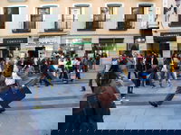 One of the coolest looking mime costumes I've seen lately, made to look like he's been blown away. Just off of the Puerta del Sol
