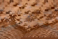 The Cathedral at Salamanca. The whole building is actually built off-center, with adornments to the structure being a full foot or so off at the top left. This is about as symetrical as I could get this shot.