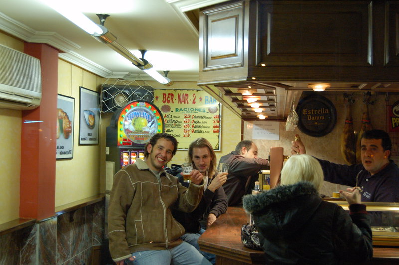 Long train ride, it was time for a snack. Shot through the bar window, which is why their are lights on the bartenders face.